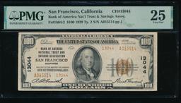 1929 $100 San Francisco CA National PMG 25