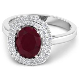 14KT White Gold 2.30ct Ruby and Diamond Ring