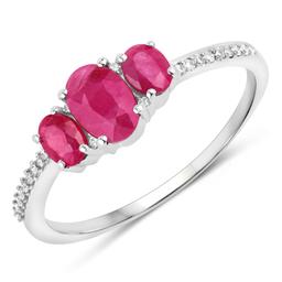 14KT White Gold 1.02ctw Ruby and White Diamond Ring