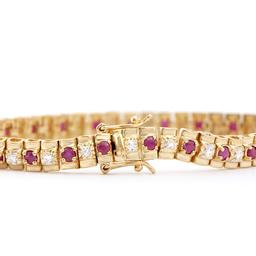 Plated 18KT Yellow Gold 2.50ctw Ruby and Diamond Bracelet