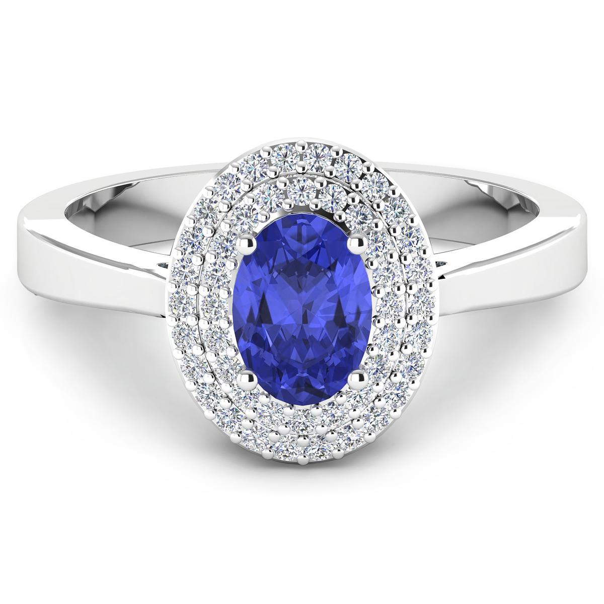 14KT White Gold 0.75ct Tanzanite and Diamond Ring