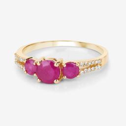 14KT Yellow Gold 1.02ctw Ruby and White Diamond Ring