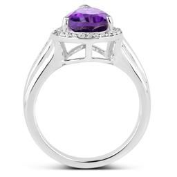 Plated Rhodium 1.45ct Amethyst and White Topaz Ring