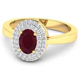 14KT Yellow Gold 0.95ct Ruby and Diamond Ring