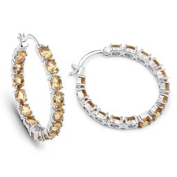 Plated Rhodium 4.80ctw Citrine Earrings