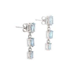 Plated Rhodium 5.25ctw Blue Topaz Earrings