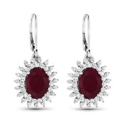 14KT White Gold 4.60ctw Ruby and Diamond Earrings