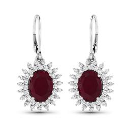 14KT White Gold 4.60ctw Ruby and Diamond Earrings