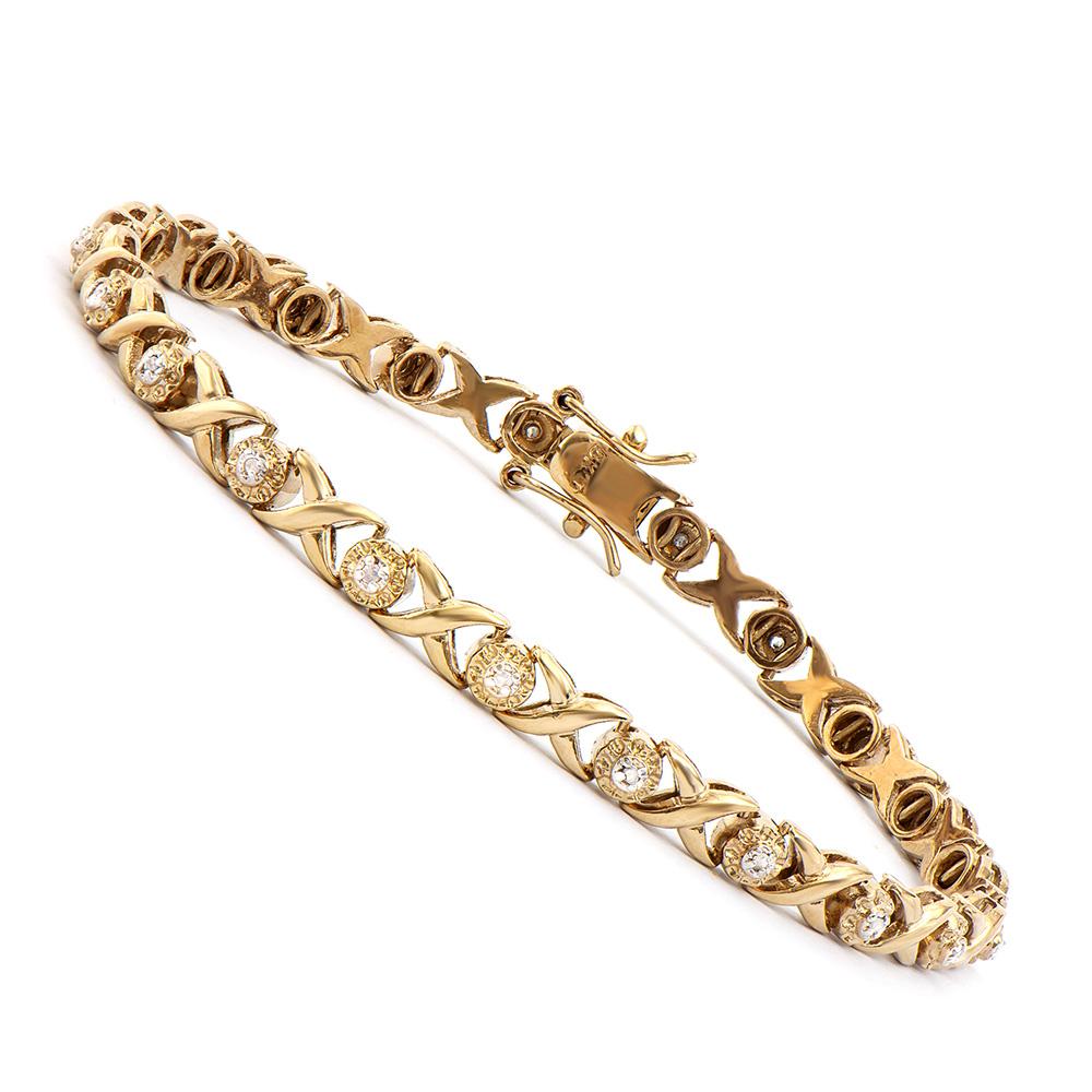 Plated 18KT Yellow Gold 0.21ctw Diamond Bracelet