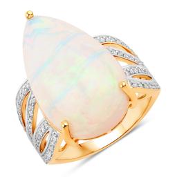 14KT Yellow Gold 11.56ct Opal and Diamond Ring