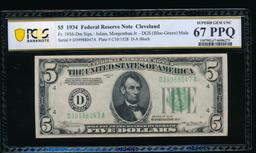 1934 $5 Cleveland FRN PCGS 67PPQ