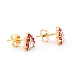 Plated 18KT Yellow Gold 0.75cts Ruby and Diamond Earrings