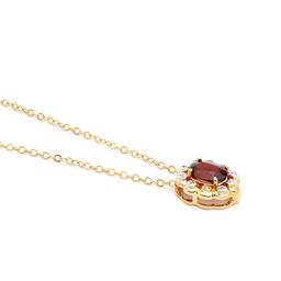 Plated 18KT Yellow Gold 1.28cts Garnet and Diamond Necklace