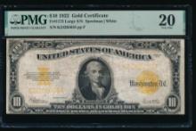 1922 $10 Gold Certificate PMG 20