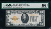 1928 $20 Gold Certificate PMG 66EPQ