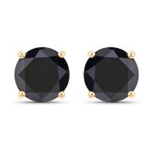 14KT Yellow Gold 4.77ctw Black Diamond Earrings