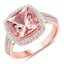 14KT Rose Gold 3.03ct Morganite and Diamond Ring