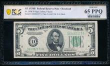 1934B $5 Cleveland FRN PCGS 65PPQ