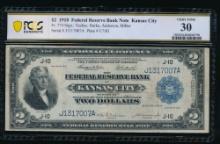 1918 $2 Kansas City FRN PCGS 30