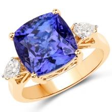 18KT Yellow Gold 8.74ct Tanzanite and Diamond Ring