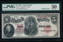 1907 $5 Legal Tender Note PMG 30