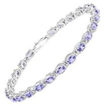 Rhodium Plated 6.00ctw Tanzanite Bracelet