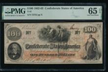 1862-63 $100 T-41 Confederate PMG 65EPQ