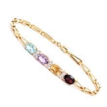 Plated 18KT Yellow Gold 3.35cts Multistone, Diamond Bracelet