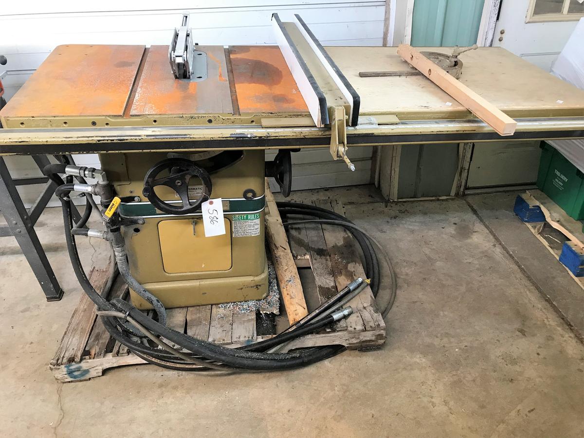 Hydraulic powered Powermatic Table Saw