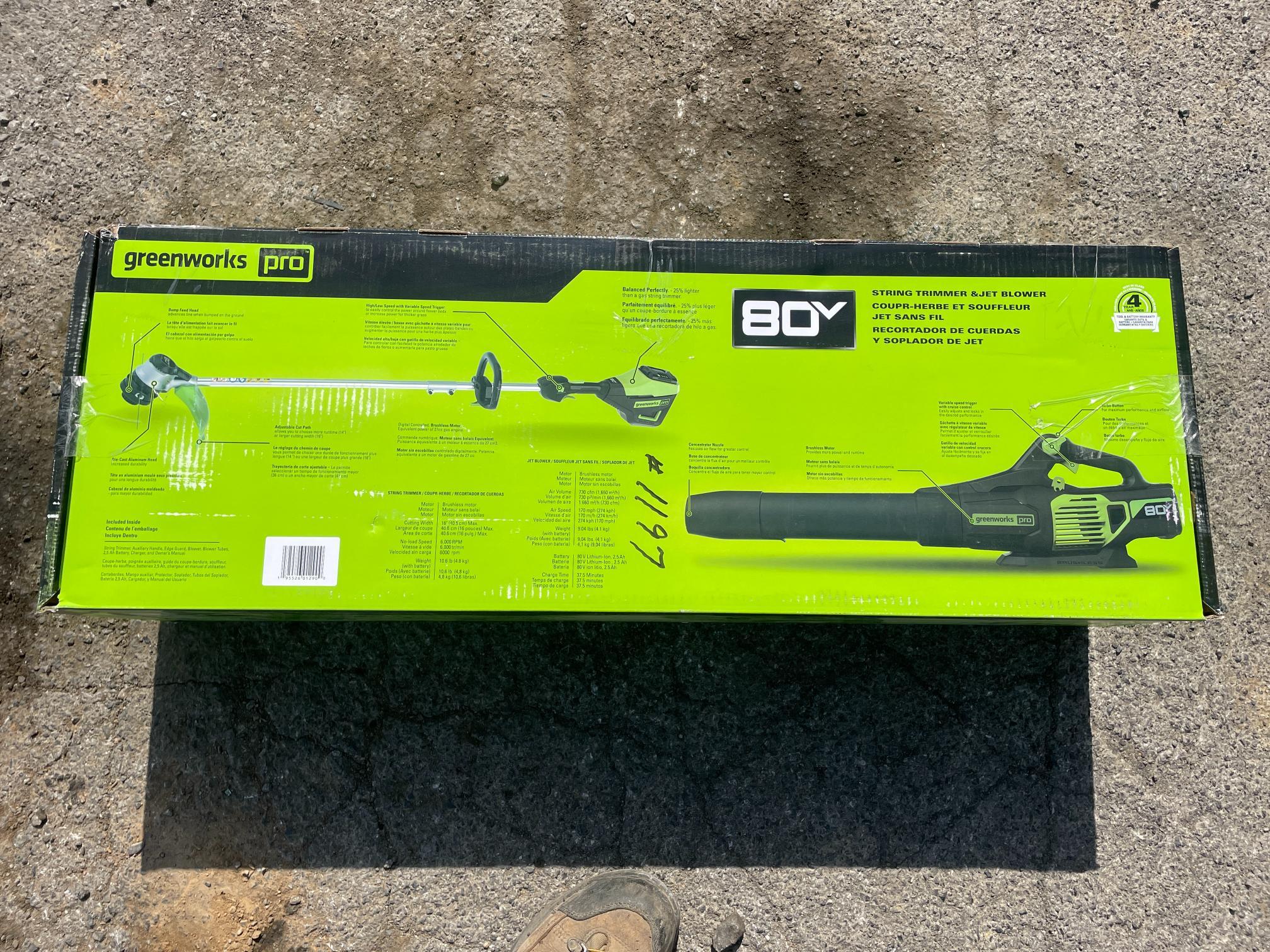 New Greenworks Pro 80 Volt String Trimmer/Blower