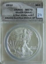 2012 Silver Eagle ANACS MS70.