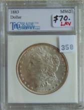 1883 Morgan Dollar Tru Grade MS62.