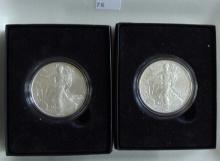 2 2007-W MS Silver Eagles (box & paper).