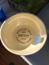 Mableton trust and savings bank crock bowl, Mapleton, Iowa. Shipping...