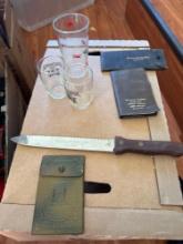 Remsen Iowa advertising:... Red Star glass, Schaafs Hwd knife, Farmers Savings Bank check book,