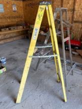 Columbian 6' fiberglass ladder, 6' wooden step ladder