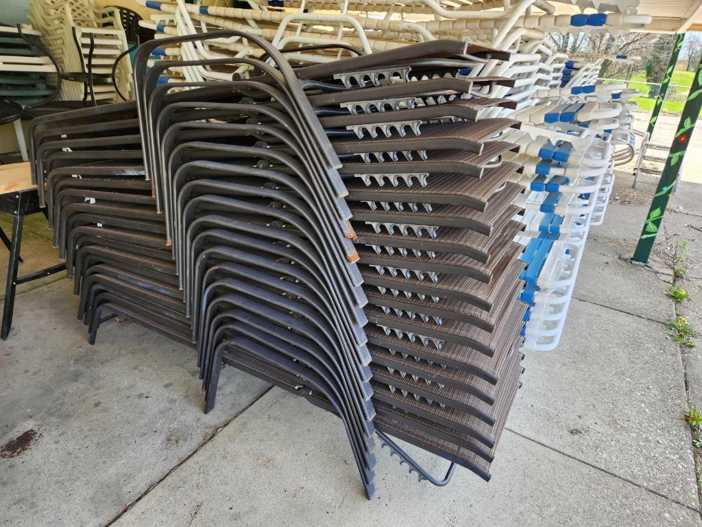 (18) Used Brown and Black Poolside Chaise Lounge Chairs (located off-site, please read description)