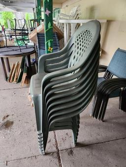 (8) Gracious Living Curved Green Residential Patio/Lawn Chairs (located off-site, please read