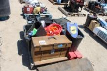 Wooden Chest, Hoses, 4 Trash Cans, Air Freshners Spray, Msic