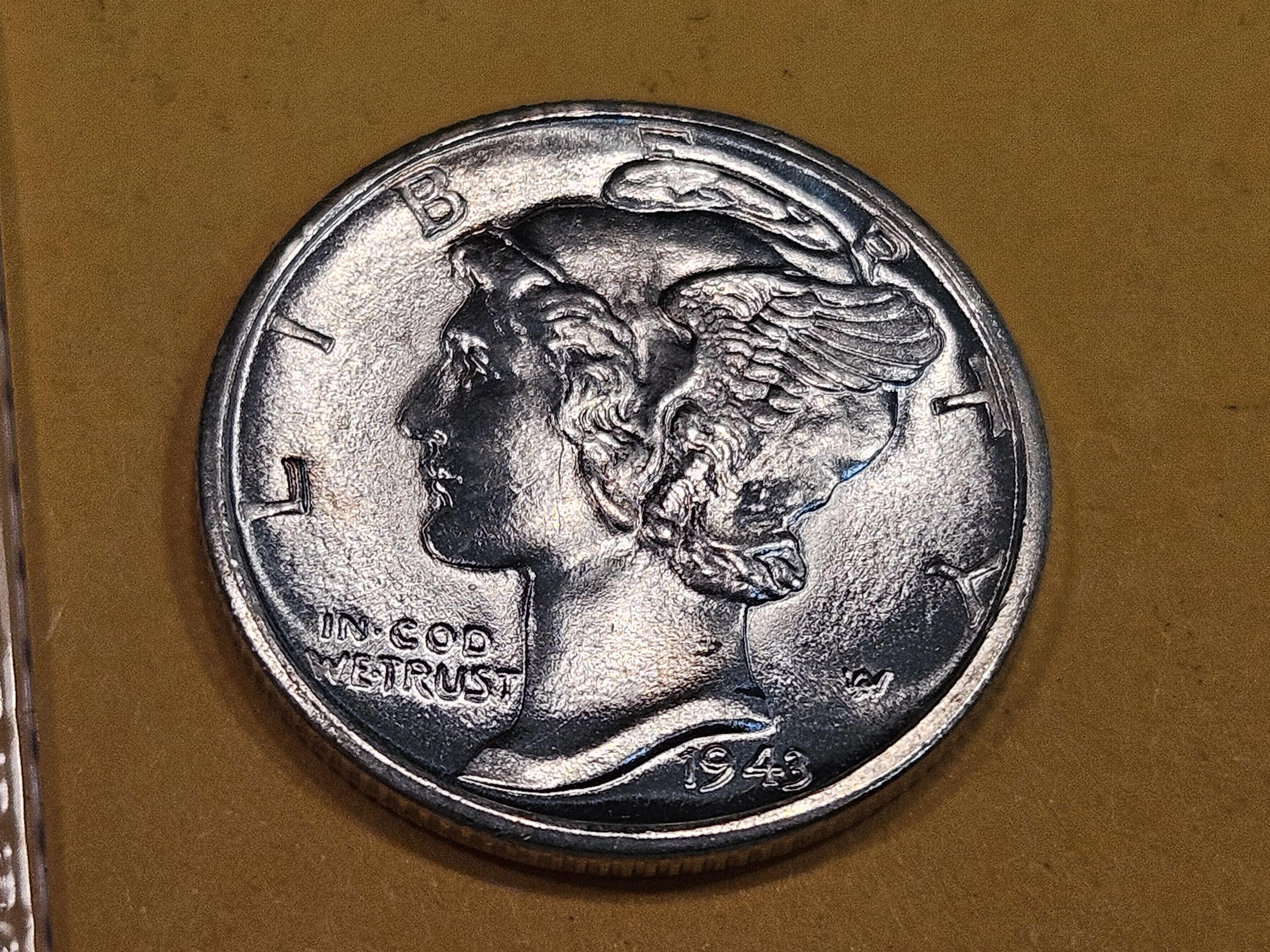 Superb GEM Brilliant Uncirculated 1943-D Mercury Dime FSB