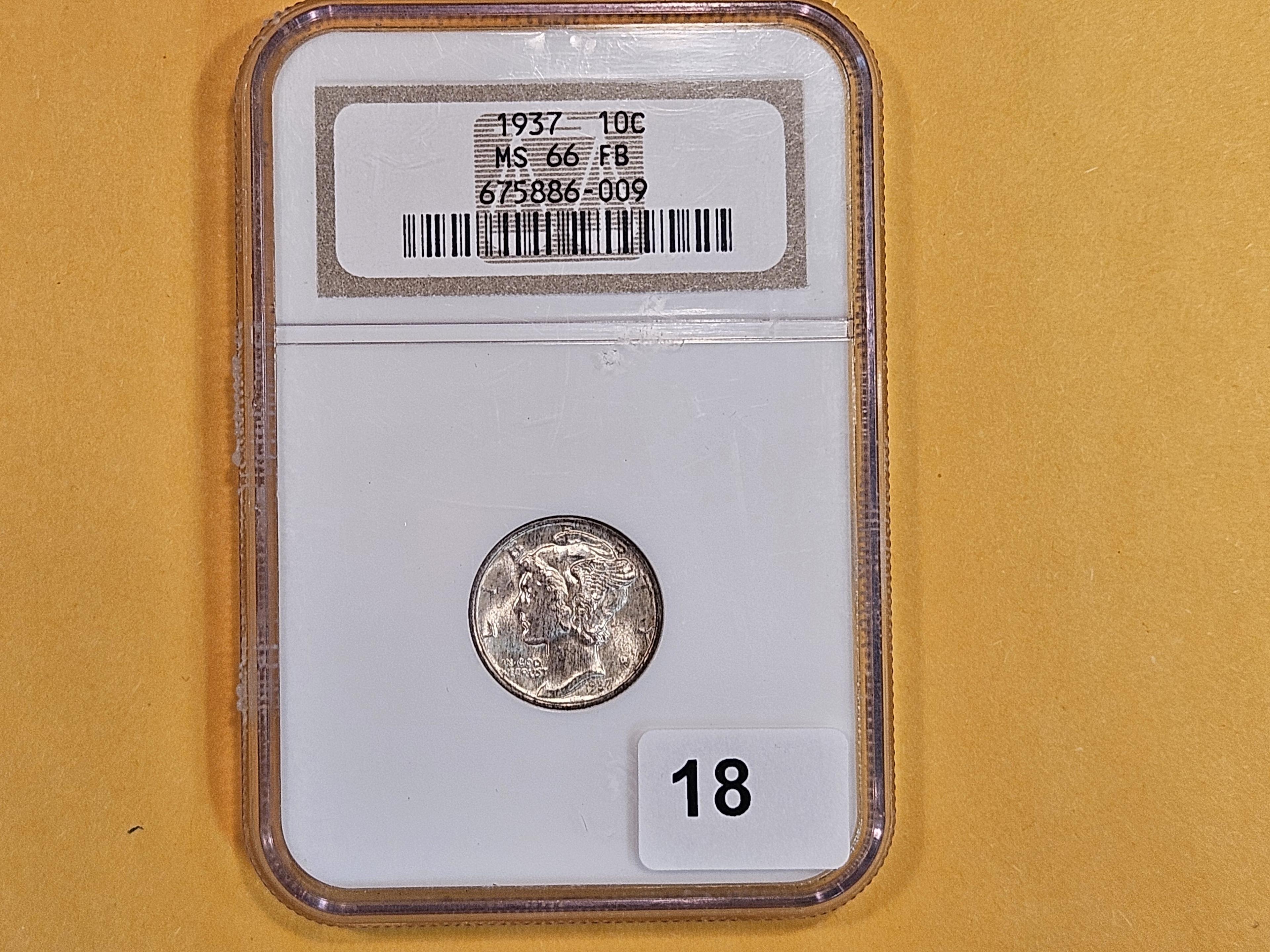 GEM! NGC 1937 Mercury Dime in Mint State 66 FB