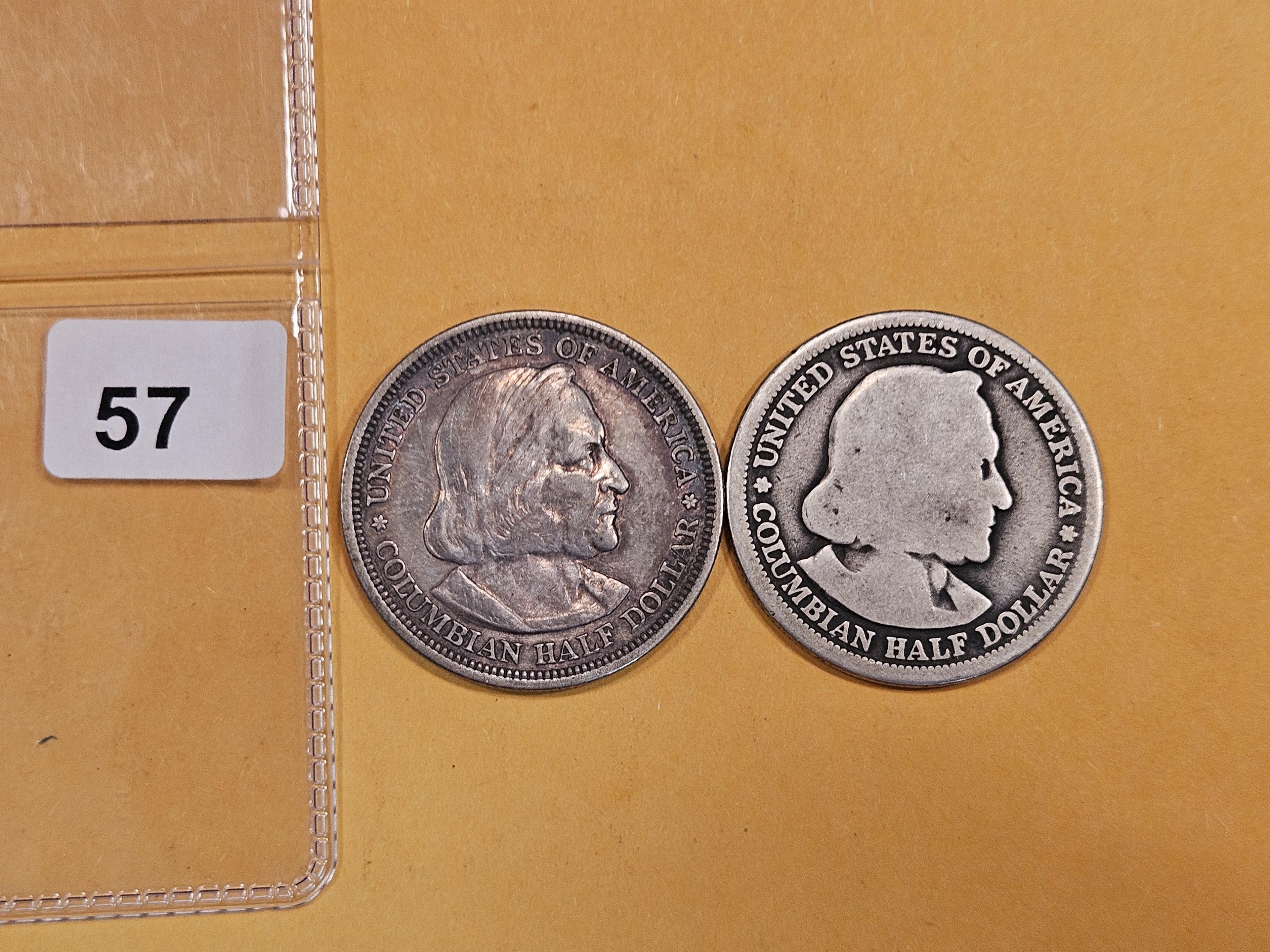 Two 1893 Columbian Commemorative silver half dollars