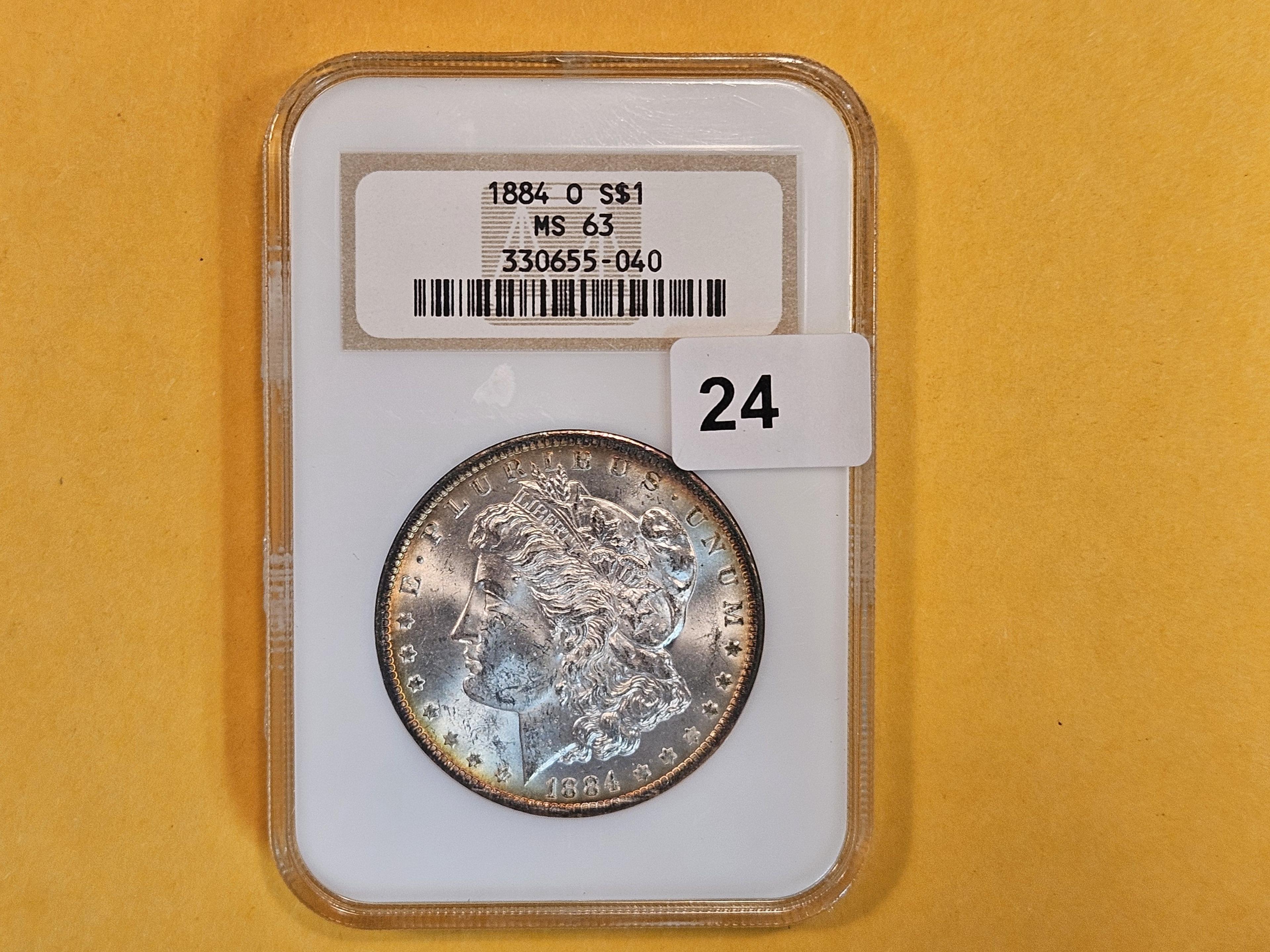 NGC 1884-O Morgan Dollar in Mint State 63