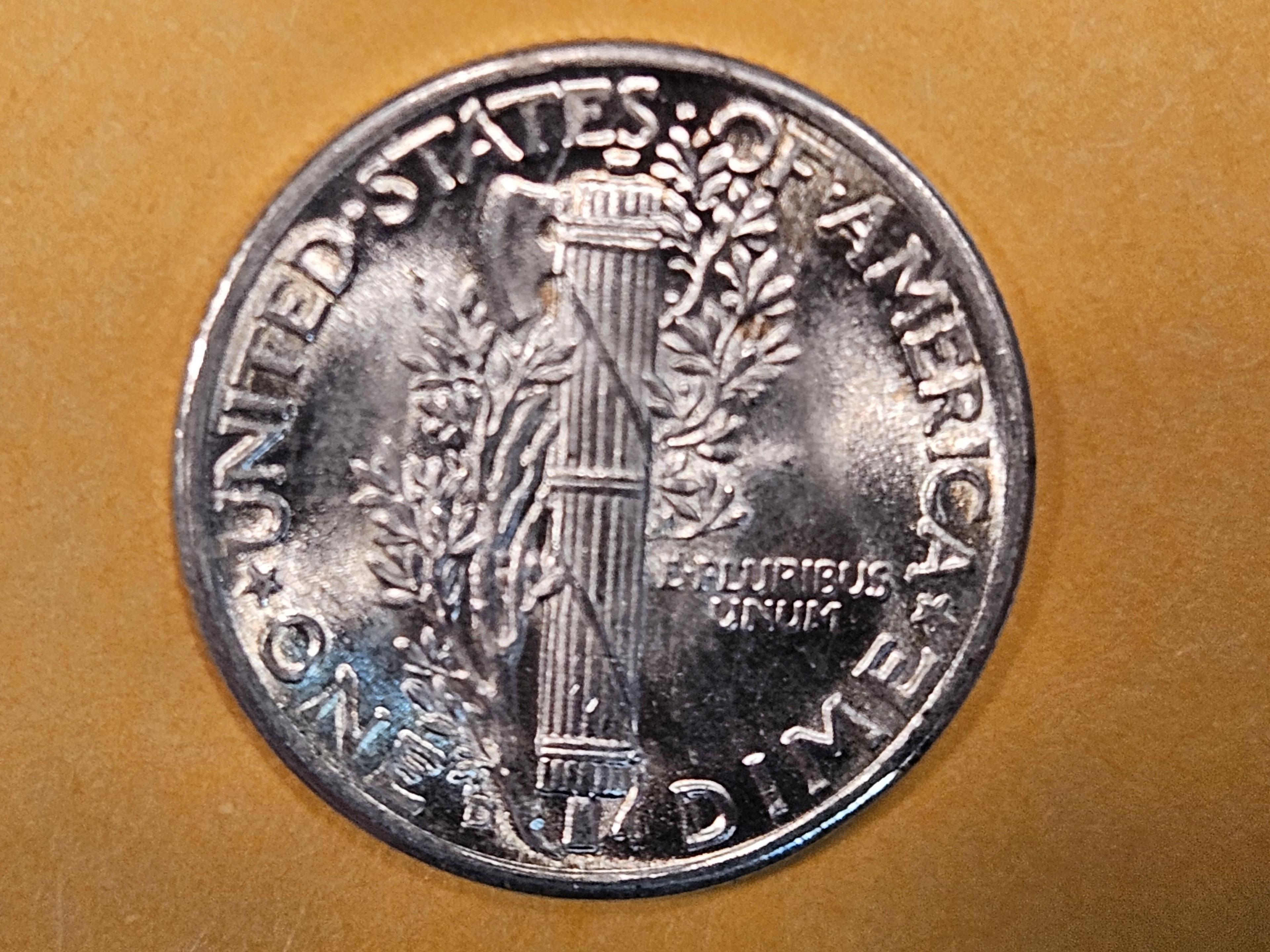 GEM Brilliant Uncirculated 1943-D Mercury Dime in FSB