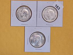 Three Brilliant AU-BU Canada silver 50 cent