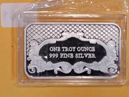 One Troy ounce .999 fine silver proof art bar