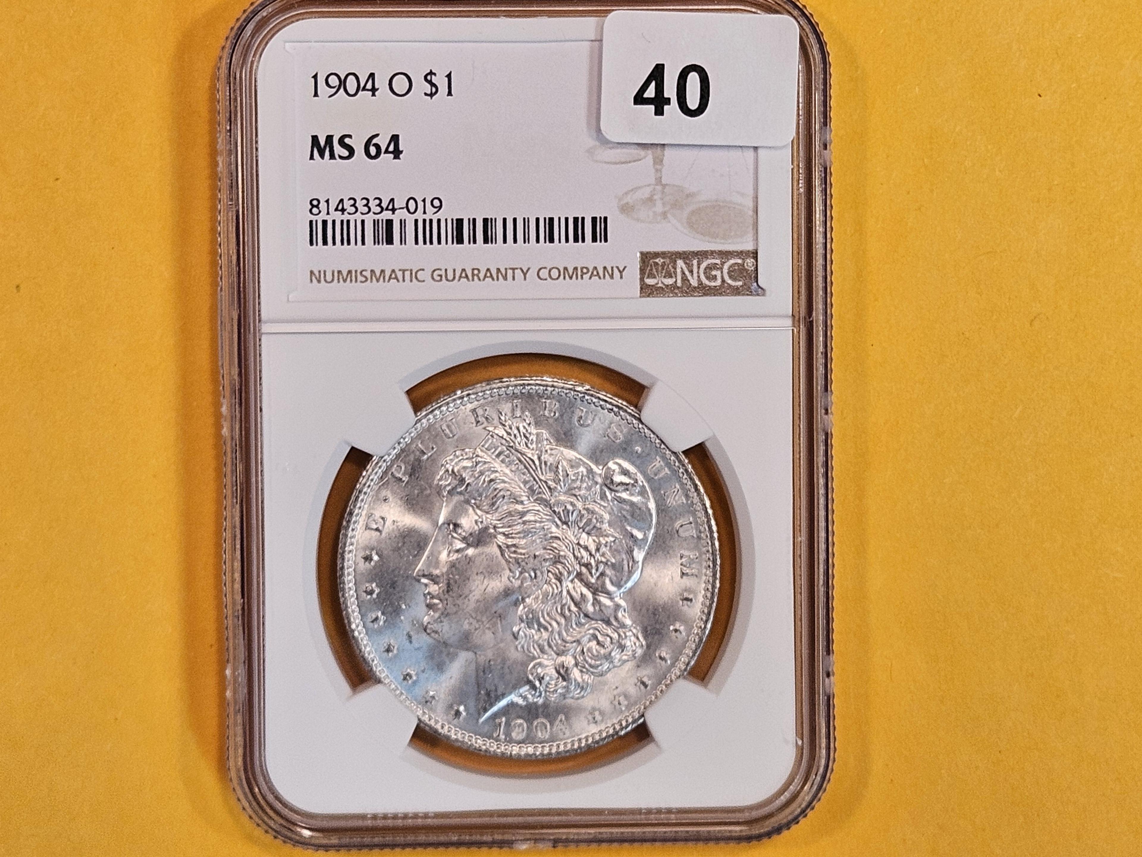 NGC 1904-O Morgan Dollar in Mint State 64