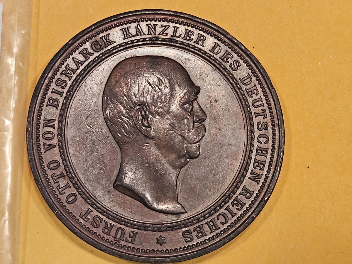 Cool, High-Relief 1890 Chancellor Otto von Bismarck Medal