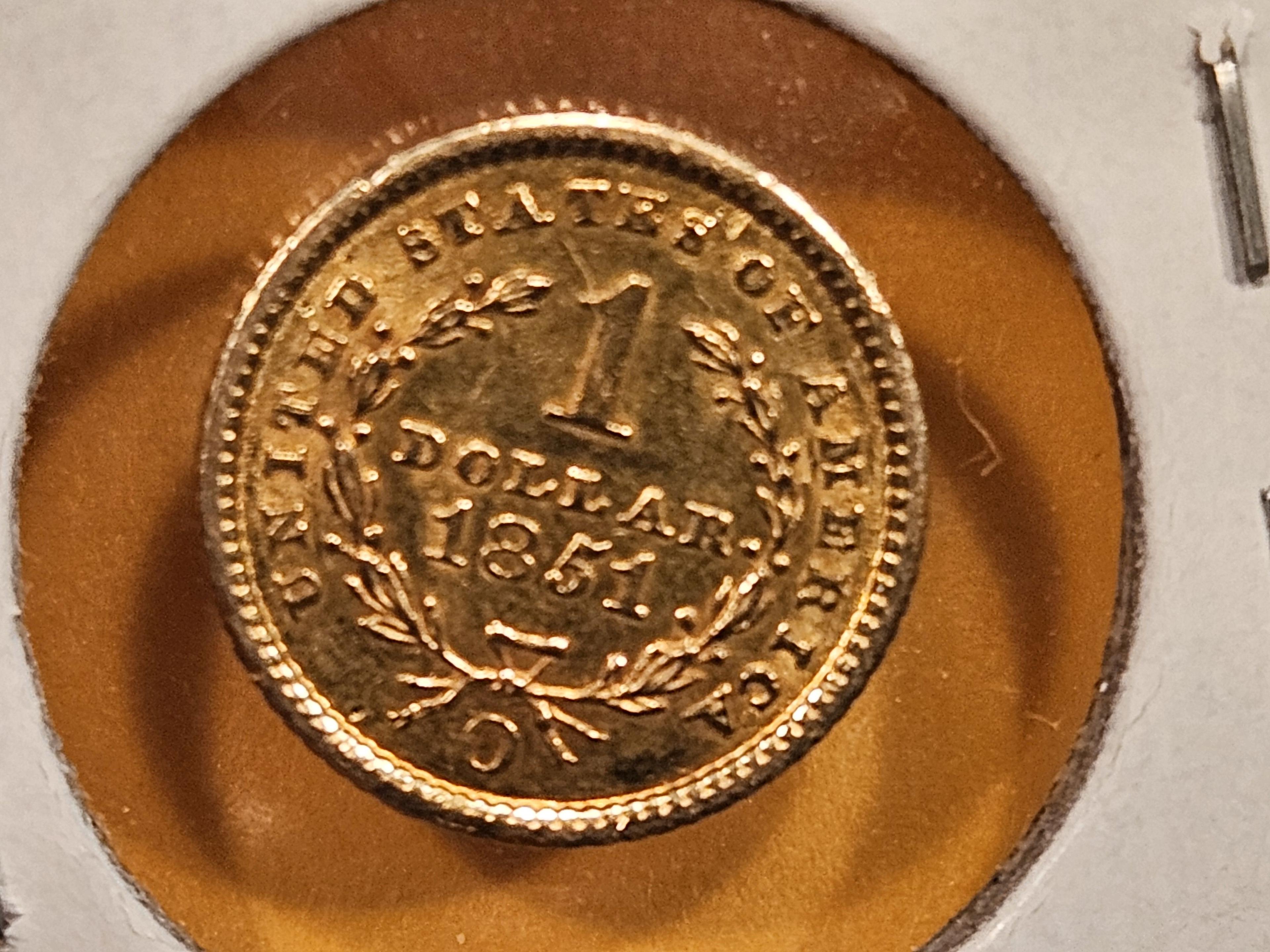 GOLD! Better Date 1851-O Gold Dollar in Brilliant About Uncirculated