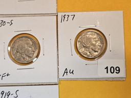 Ten better date and Semi-Key Buffalo Nickels